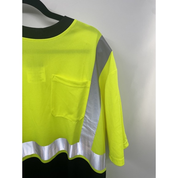 GloWear 8280BK Reflective Apparel Hi-Vis T-Shirt Mens 2XL Lime Black Pocket NWOT - Picture 8 of 13